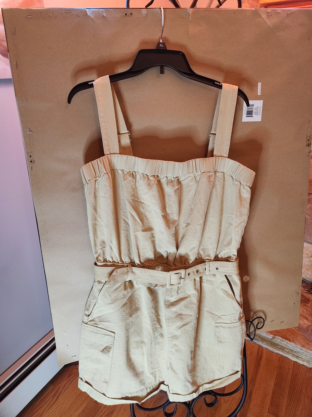 Size Large G.I.L.I. Beige Utility Romper with Belt